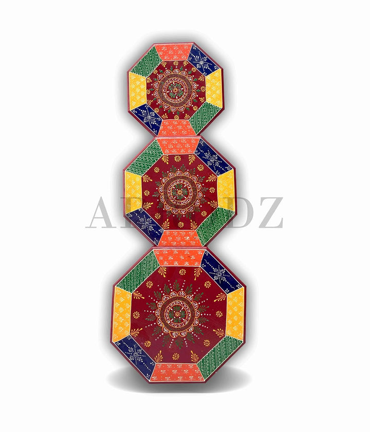 Translation missing: en.Handpainted Bajot: Antique Design, Multipurpose Stool, Decorative Pooja Mandir Stand 