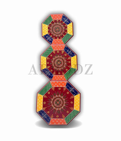 APRODZ Handpainted Bajot: Antique Design, Multipurpose Stool, Decorative Pooja Mandir Stand