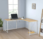 Aprodz Duane 59 x 59 inches Large L-Shaped Desk Computer Desk L Desk Office Desk Workstation Desk, Oak
