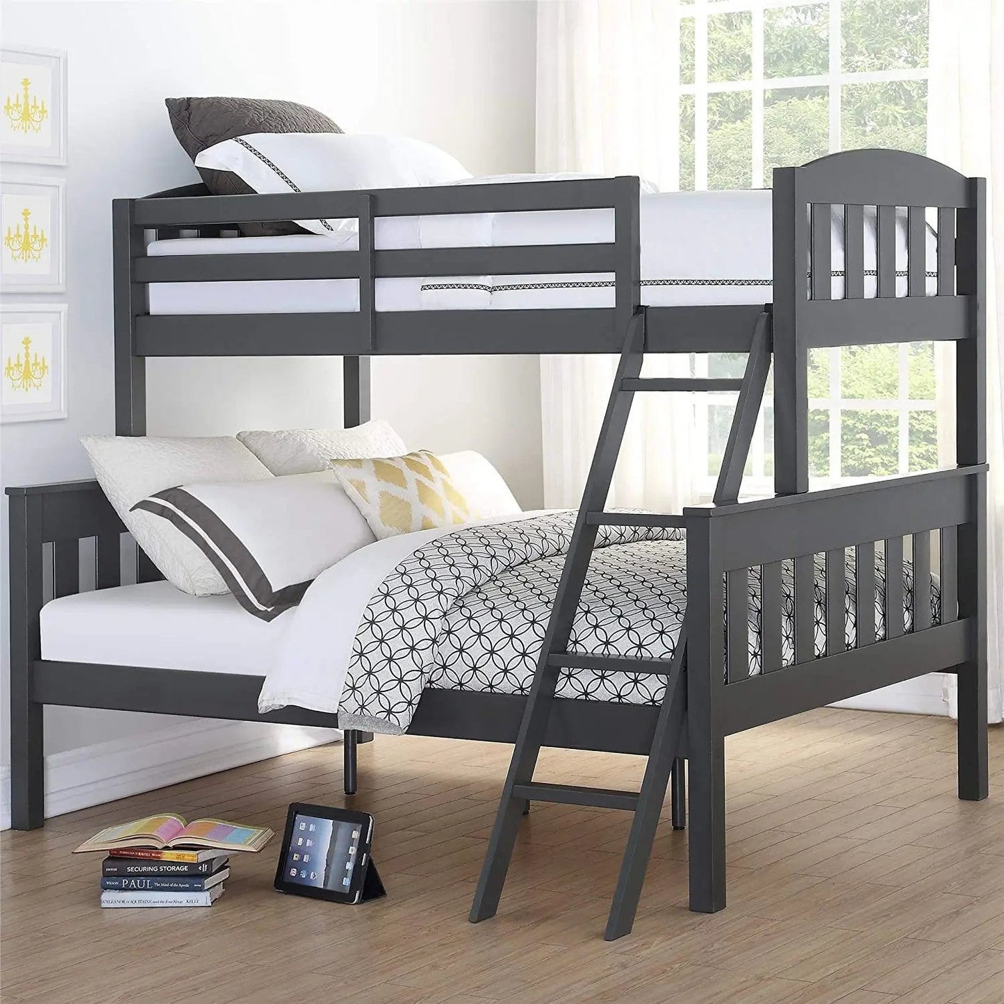 Mango Wood Coedlac Kids Bunk Beds with Ladder for Bedroom | Brown | Grey | White 