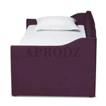 Side view of purple Krease Daybed with Trundle Bed, highlighting its compact design and soft velvet finish.