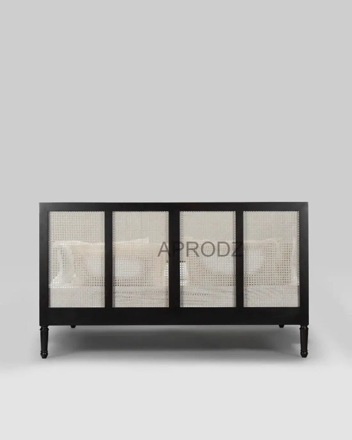 Translation missing: en.Mango Wood and Rattan Cane King Size &amp; Queen Size Bed Frame, Black Finish 