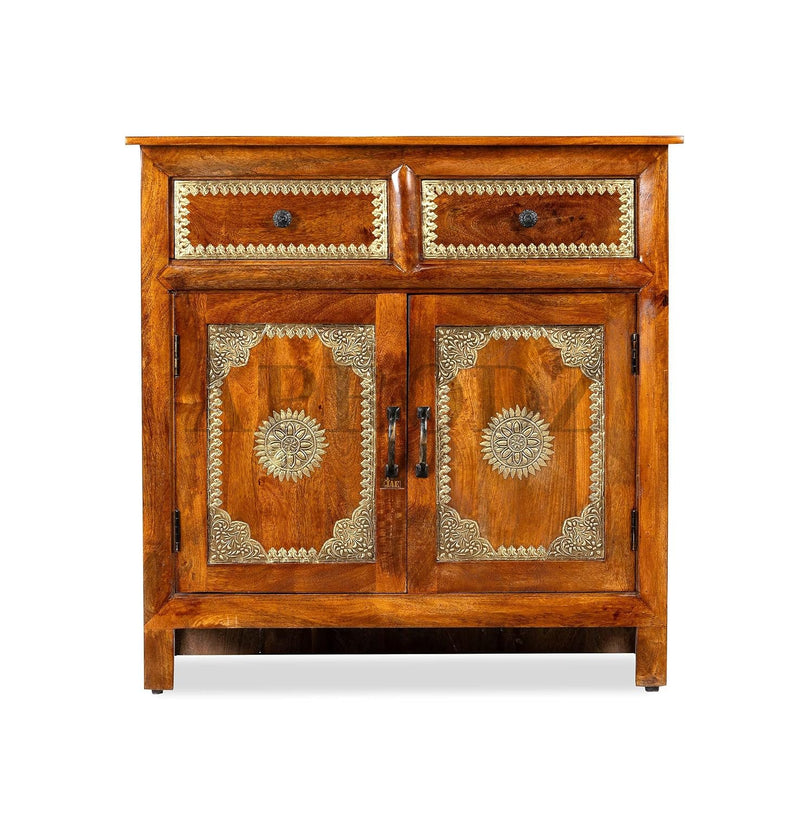 Wooden Brass Fitted Cabinet with Door & Drawer Storage (Multicolor) 