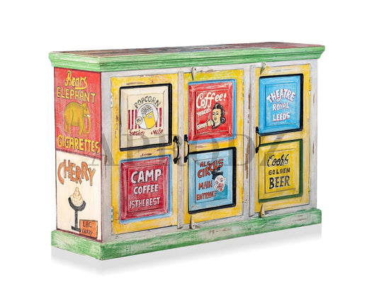 Translation missing: en.Wooden Handpainted Multipurpose Sideboard Storage Cabinet for Home (Multicolor) 