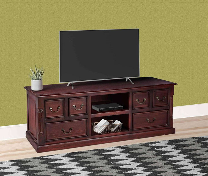 Translation missing: en.APRODZ Mango Wood Sulla LED TV Stand Entertainment Unit Storage TV Cabinet for Living Room (Rosewood Finish)