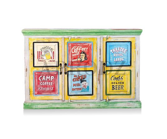 Translation missing: en.Wooden Handpainted Multipurpose Sideboard Storage Cabinet for Home (Multicolor) 