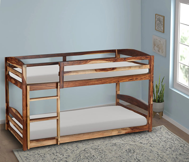 APRODZ Single Size Ipsotu Sheesham Wood Bunk Bed for Bedroom (Rosewood - Brown)