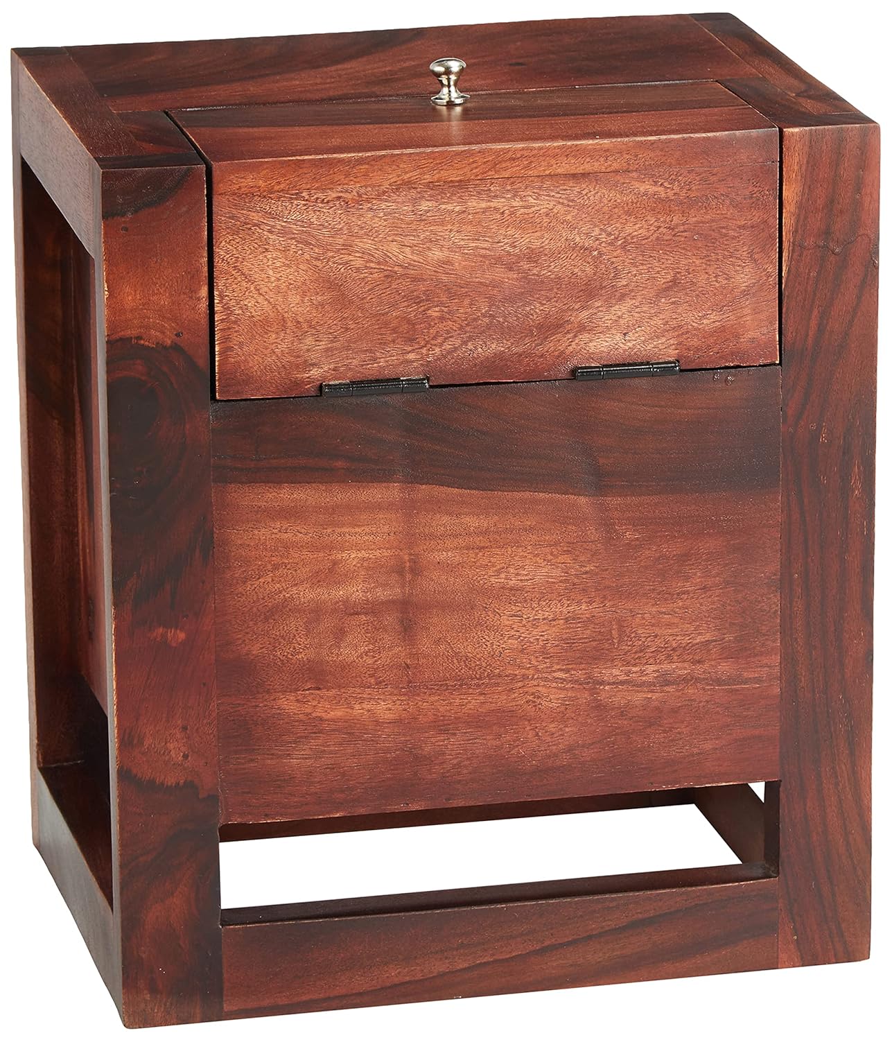 APRODZ Sheesham Wood Wine Storage Cross Stylish Bar Cabinet for Living Room