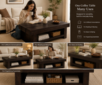 Solid Sheesham Wood Coffee Table in Teak Finish | Rustic Plank-Top Center Table with Bottom Storage Shelf for Living Room & Office Lounge | Heavy Duty Wooden Tea Table 