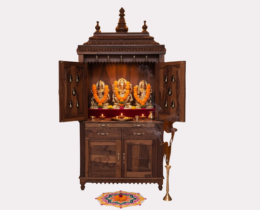 Translation missing: en.Handcrafted Sheesham Wood Temple with 2 Drawer for Pooja Room | Temple for Home 