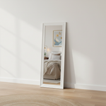 Tall White Full Length Mirror 52×160 cm | Slim Floor Standing Full Body Dressing Mirror | Modern White Frame Mirror for Bedroom, Living Room, Hallway & Studio 