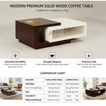Solid Wood Coffee Table (Finish Color - White & Black, Pre-assembled) 