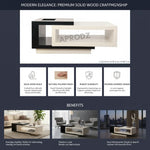 Solid Wood Coffee Table (Finish Color - White & Black, Pre-assembled) 