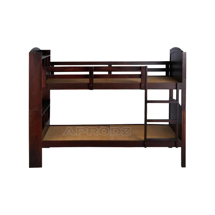 Translation missing: en.Joyce Twin Size Bookcase Bunk Bed | Solid Wood Cappuccino Bunk Bed with Storage Headboards 