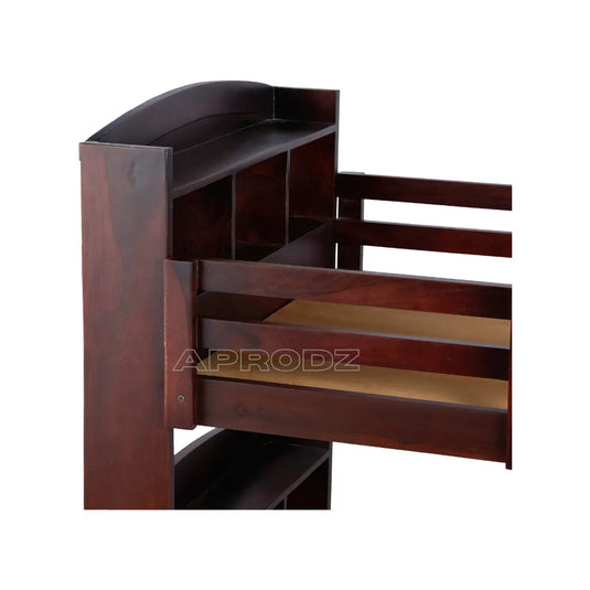 Translation missing: en.Joyce Twin Size Bookcase Bunk Bed | Solid Wood Cappuccino Bunk Bed with Storage Headboards 