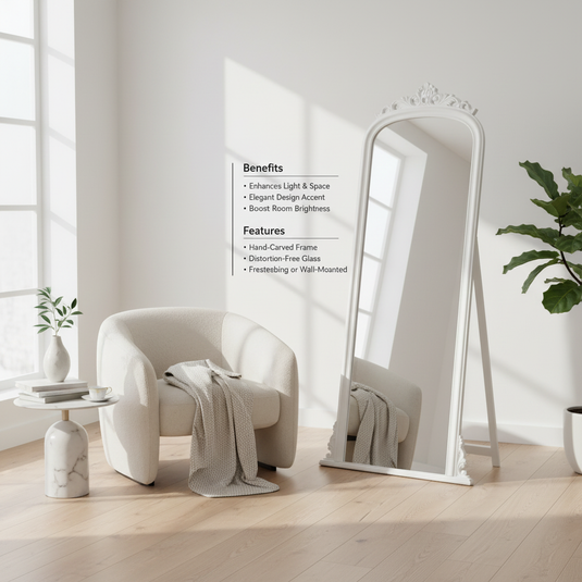 Translation missing: en.Tall Gold Ornate Full Length Mirror 80×180 cm | Vintage Decorative Wall &amp; Leaner Mirror | Luxury Classic Full Body Dressing Mirror for Bedroom, Living Room &amp; Hallway 