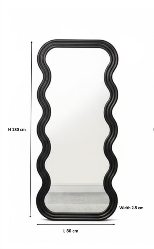 Translation missing: en.Full Length Wave Mirror | Modern Wavy Frame Full Body Floor Mirror | Decorative Standing Dressing Mirror for Bedroom, Living Room &amp; Studio Décor 