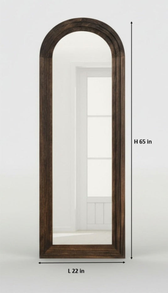 Translation missing: en.Rustic Arched Distressed Wood Mirror Full-length Floor Mirror | Vintage Farmhouse Style Full Body Dressing Mirror for Bedroom, Living Room &amp; Hallway Decor 