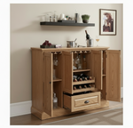 Mango Wood Peetz Royal Bar Cabinet – Stylish Home Bar Furniture with Wine Glass Storage & Shelves for Living Room, Dining & Lounge 