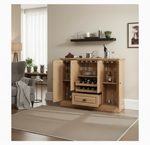 Mango Wood Peetz Royal Bar Cabinet – Stylish Home Bar Furniture with Wine Glass Storage & Shelves for Living Room, Dining & Lounge 