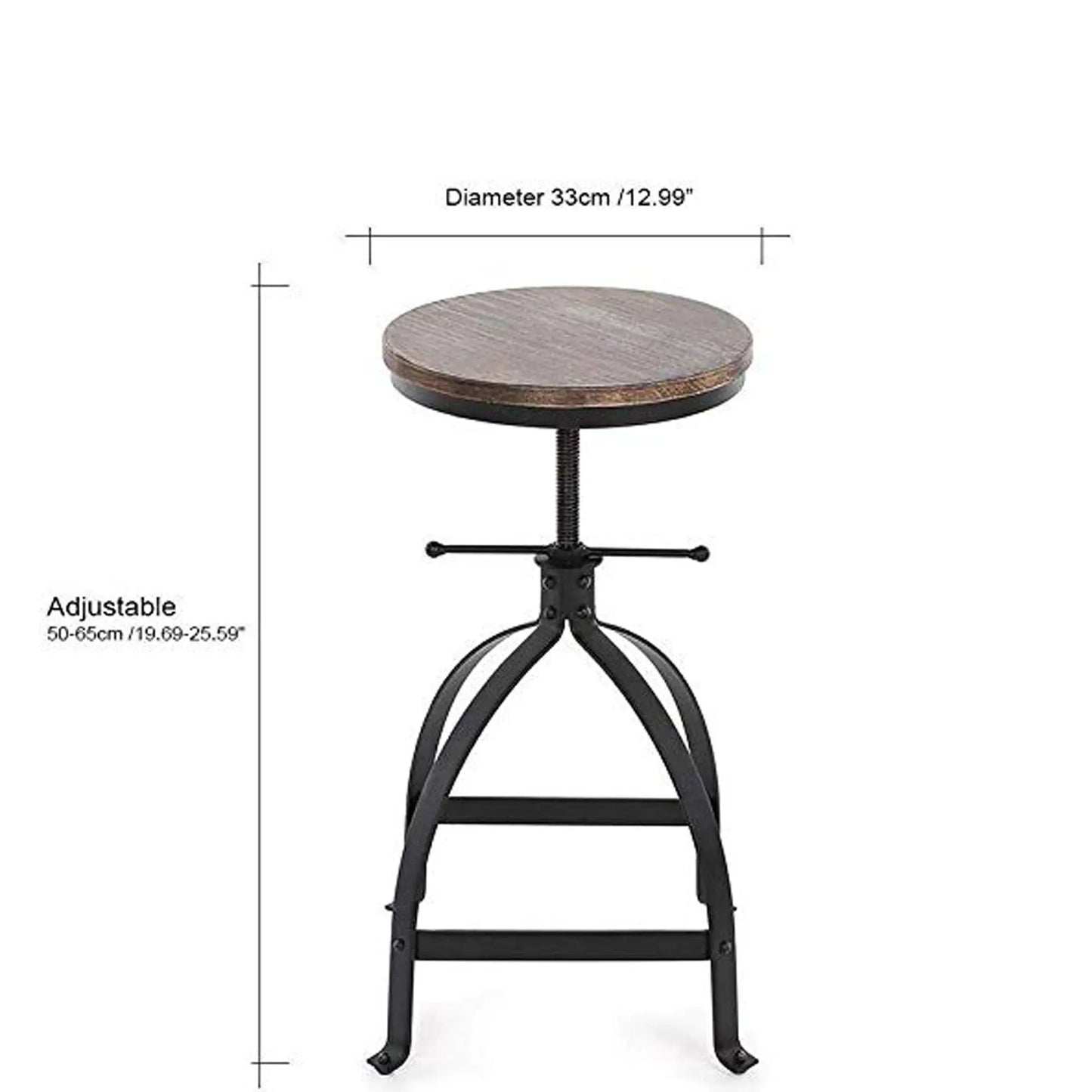 Vintage Bar Stool Swivel Coffee Kitchen Dining Chair Counter Height Adjustable 19.69”-25.59” Industrial Style 