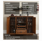 Mango Wood Peetz Royal Bar Cabinet – Stylish Home Bar Furniture with Wine Glass Storage & Shelves for Living Room, Dining & Lounge 