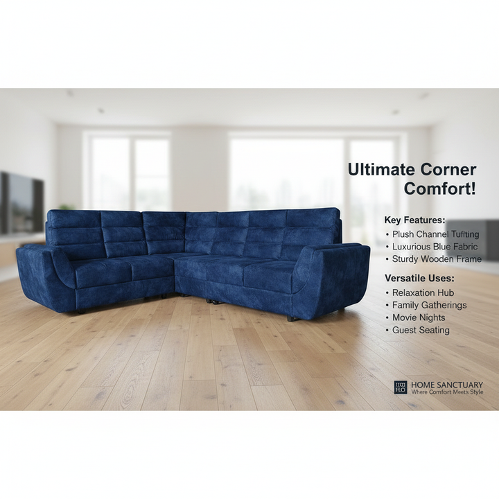 Translation missing: en.L-Shaped Sectional 6-Seater Sofa with Tufted Cushion Padded Armrest Perfect Fabric Corner Sofa 