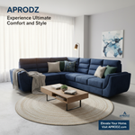 L-Shaped Sectional 6-Seater Sofa with Tufted Cushion Padded Armrest Perfect Fabric Corner Sofa 