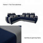 L-Shaped Sectional 6-Seater Sofa with Cushion & Padded Armrest, Perfect Faux Leather Fabric Corner 