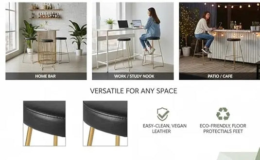 Translation missing: en.Bar Stool Set of 2 for Home bar, Counter Stool Chair Modern, Shop Industrial Stool with footrest, Black 