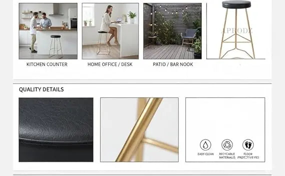 Bar Stool Set of 2 for Home bar, Counter Stool Chair Modern, Shop Industrial Stool with footrest, Black 