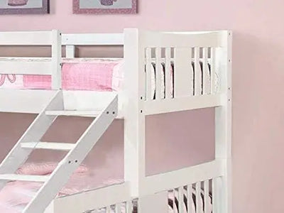 Ashmo White Twin Over Queen Bunk Bed with Trundle