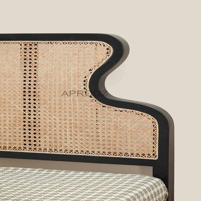 Cane Bed with Solid Wood Frame 