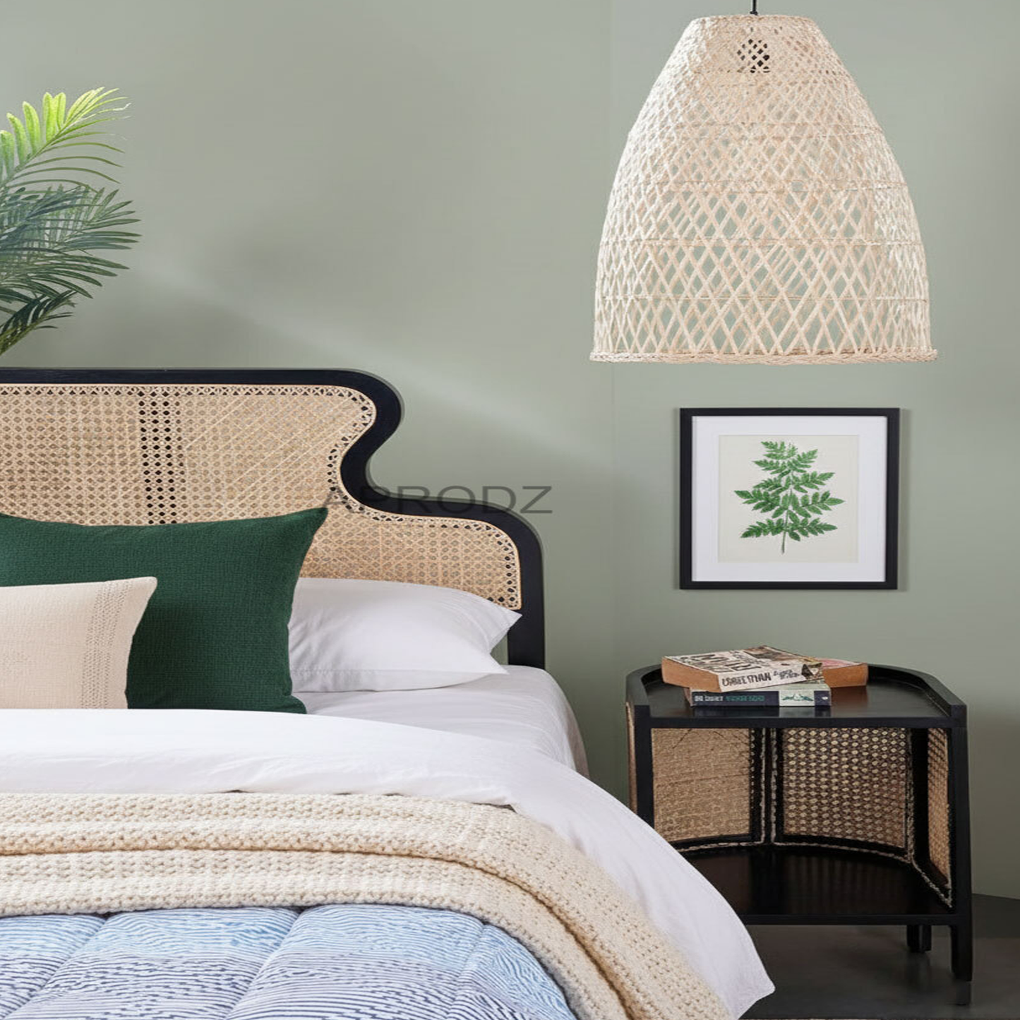 Rattan Cane Headboard Bed – King & Queen Size, cane bed