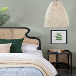 Cane Bed with Solid Wood Frame – King & Queen Size Wooden Bed, Black Finish 