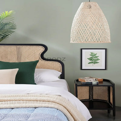Cane Bed with Solid Wood Frame 