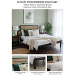 Cane Bed with Solid Wood Frame – King & Queen Size Wooden Bed, Black Finish 