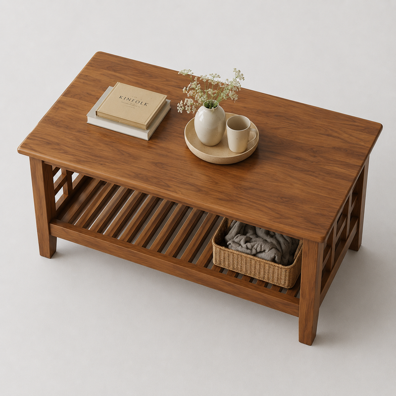 Solid Sheesham Wood Coffee Table in Dark Brown Finish 