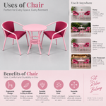 3-Piece Round Bistro Set (Table + 2 Chairs) - Tufted 