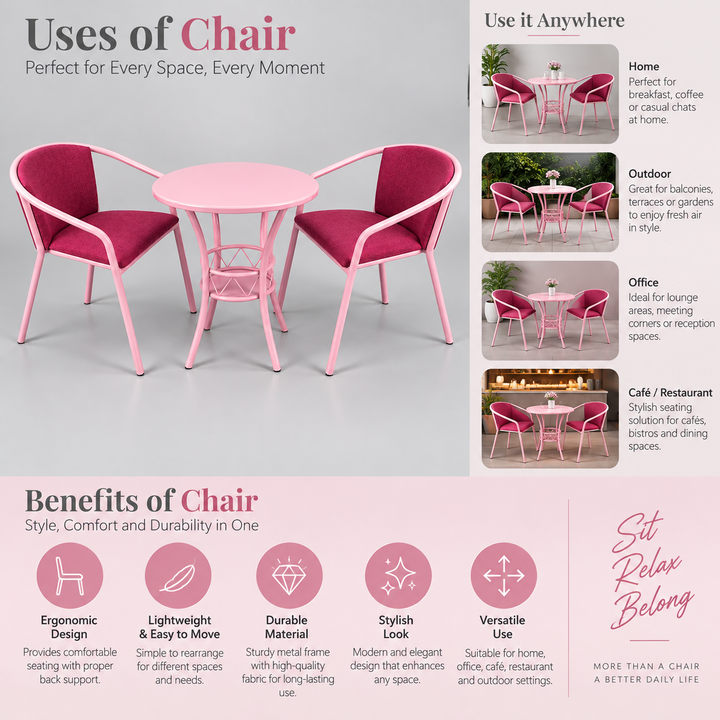 Translation missing: en.3-Piece Round Bistro Set (Table + 2 Chairs) - Tufted 