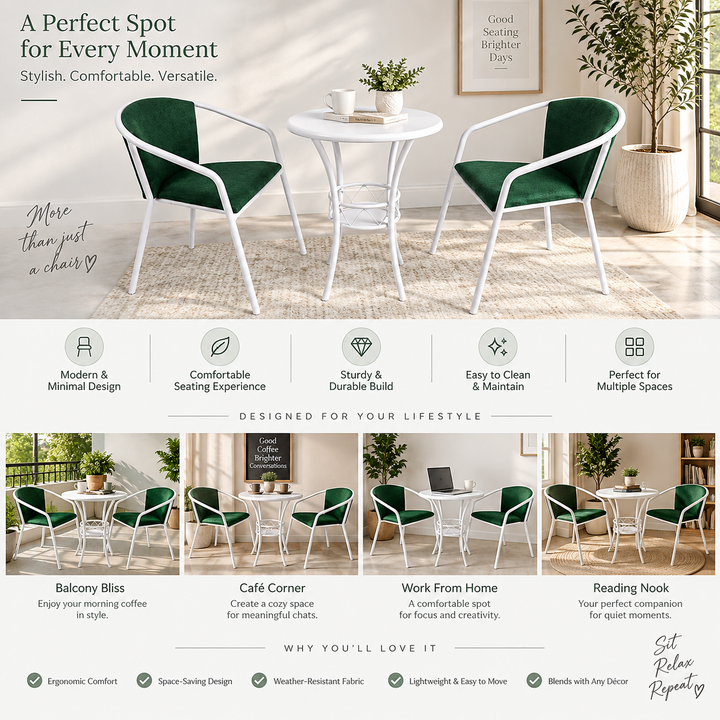 Translation missing: en.3-Piece Round Bistro Set (Table + 2 Chairs) - Tufted 
