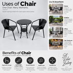 3-Piece Round Bistro Set (Table + 2 Chairs) 
