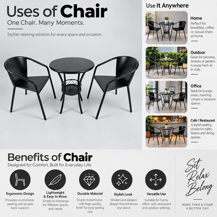 Translation missing: en.3-Piece Round Bistro Set (Table + 2 Chairs) 
