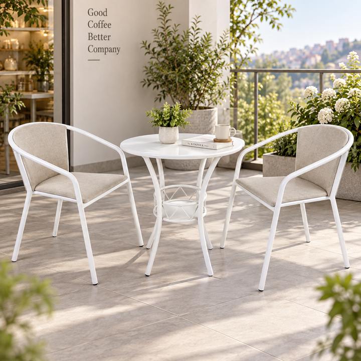 Translation missing: en.3-Piece Round Bistro Set (Table + 2 Chairs) - Tufted 