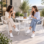 3-Piece Round Bistro Set (Table + 2 Chairs) - Tufted 