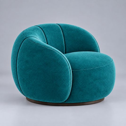 Translation missing: en.Swivel Accent Chair, Round Barrel Chair with Channel Tufted Back for Living Room, Bedroom, Upholstered Comfy Armchair 