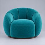 Swivel Accent Chair, Round Barrel Chair with Channel Tufted Back for Living Room, Bedroom, Upholstered Comfy Armchair 