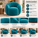 Swivel Accent Chair, Round Barrel Chair with Channel Tufted Back for Living Room, Bedroom, Upholstered Comfy Armchair 