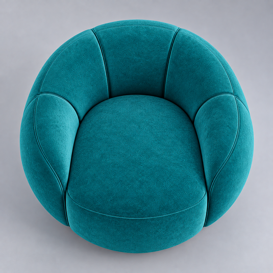 Translation missing: en.Swivel Accent Chair, Round Barrel Chair with Channel Tufted Back for Living Room, Bedroom, Upholstered Comfy Armchair 
