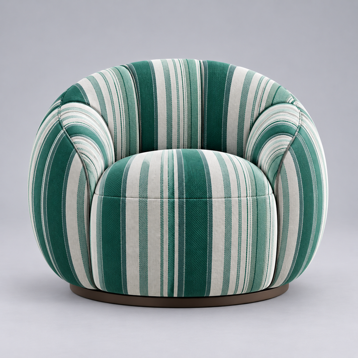 Translation missing: en.Swivel Accent Chair, Round Barrel Chair with Channel Tufted Back for Living Room, Bedroom, Upholstered Comfy Armchair 